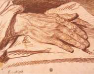 Greuze Jean-Baptiste Study of a Mans Hand with its Palm Dawn - Hermitage